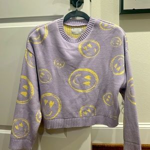 ASOS purple and yellow happy face sweater.  Petite size 4